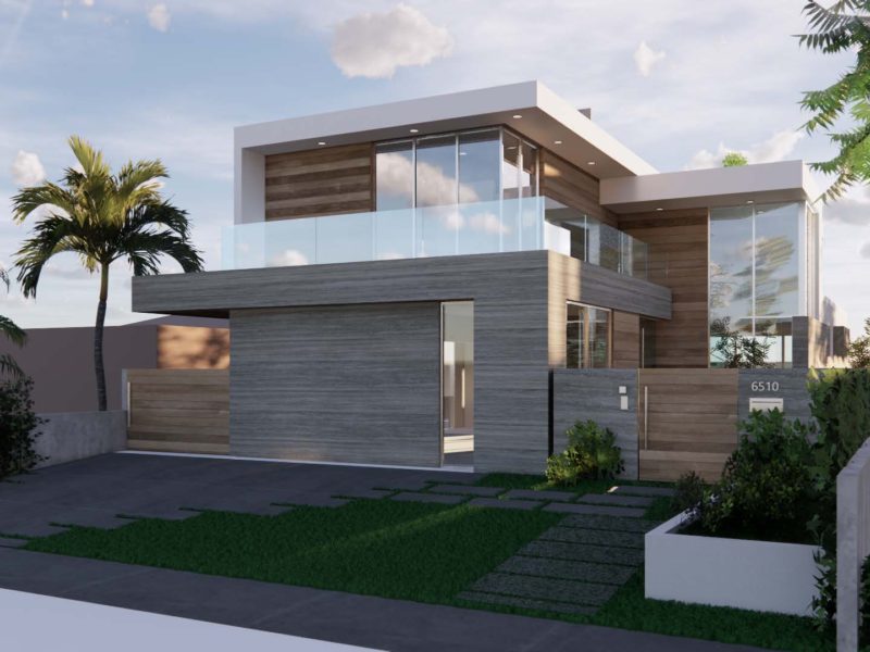 Modern luxury house with sleek lines and large windows.